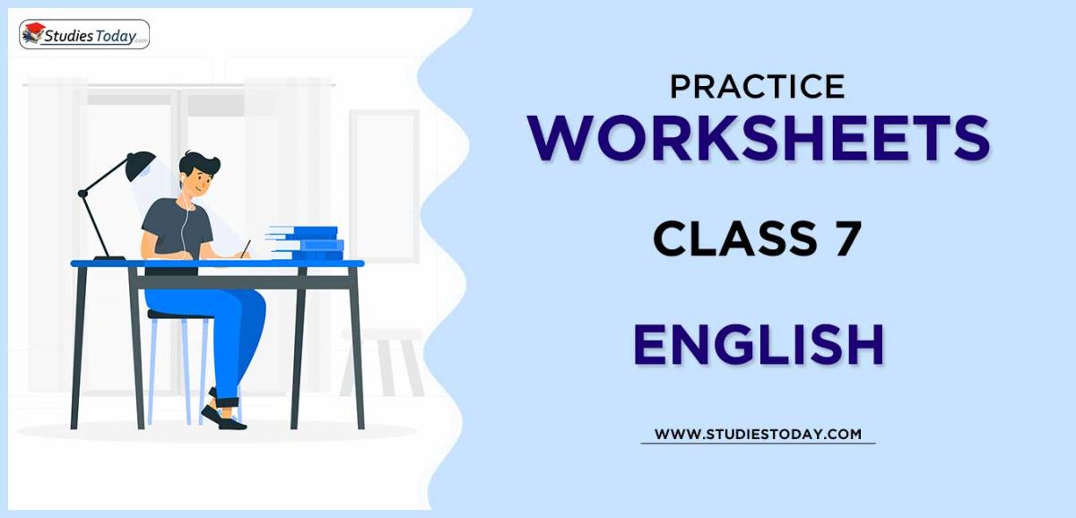 Printable Worksheets Class 7 English PDF download 