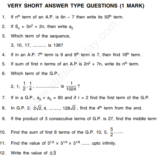 CBSE Class 11 Mathematics Sequences and Series Assignment Set B