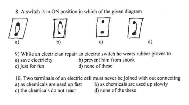 CBSE Class 6 Science Electricity And Circuit MCQs Set C