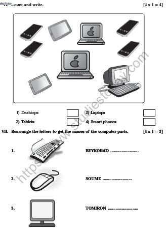 CBSE Class 1 Computer Practice Worksheet Set E