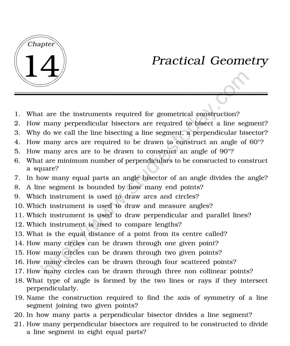 CBSE Class 6 Mental Maths Practical Geometry Worksheet