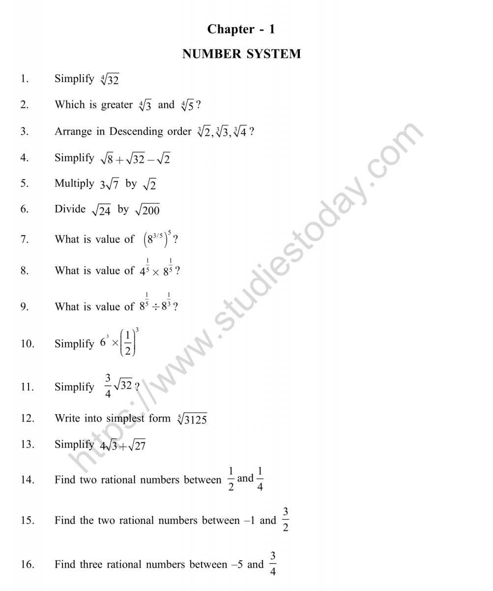 Class 9 Worksheet Maths