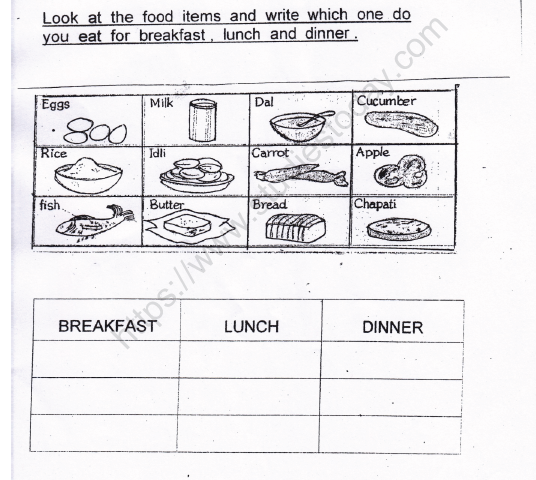 CBSE Class 1 EVS Worksheet - Our Food (3)
