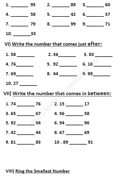 CBSE Class 1 Mathematics Sample Paper Set C