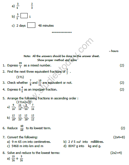 CBSE Class 4 Mathematics Sample Paper Set E