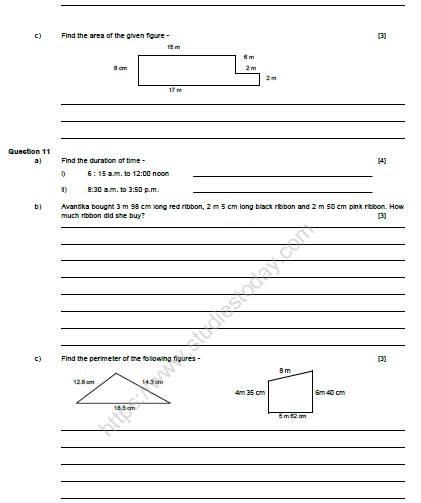 CBSE Class 4 Mathematics Sample Paper Set Q