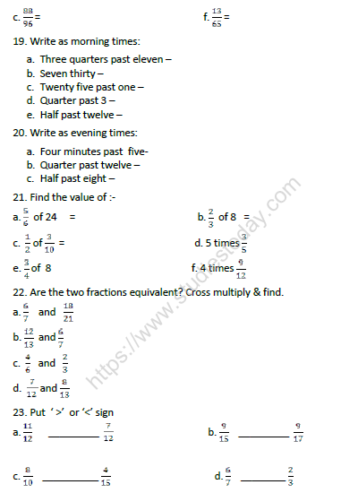 CBSE Class 4 Mathematics Sample Paper Set W