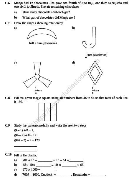 CBSE Class 5 Mathematics Sample Paper Set L
