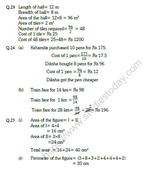 CBSE Class 6 Mathematics Sample Paper Set T