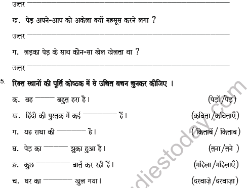 CBSE Class 5 Hindi Worksheet Set F Solved 2