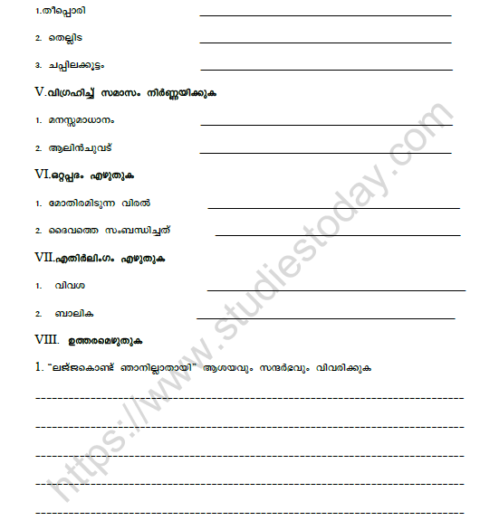 CBSE Class 8 Malayalam Practice Worksheet Set I 2