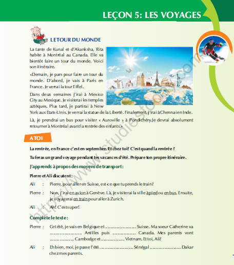 CBSE Class 9 French Les Voyages Worksheet 1