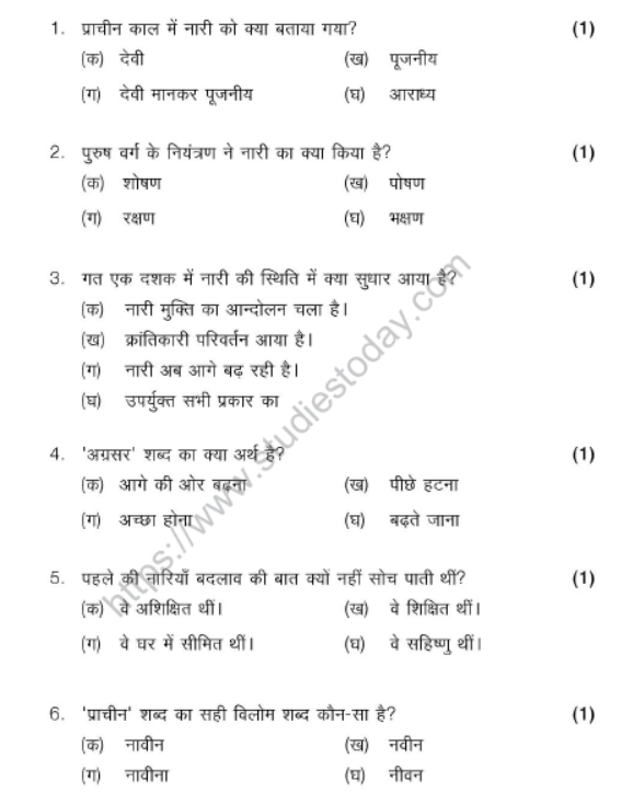 CBSE Class 7 Hindi Sample Paper Set Q
