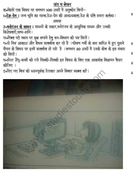 CBSE Class 8 Hindi Sample Paper Set C