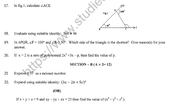 CBSE Class 9 Mathematics Sample Paper Set P Solved 3