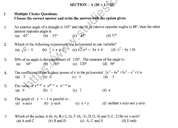 CBSE Class 9 Mathematics Sample Paper Set Q Solved 1