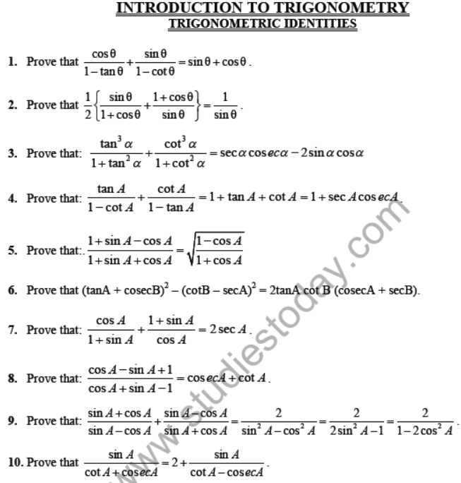 CBSE Class 10 Introduction to Trigonometry Sure Shot Questions Set D