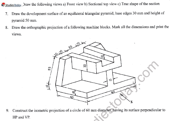 CBSE Class 11 Engineering Graphics Sample Paper Set G Solved 2