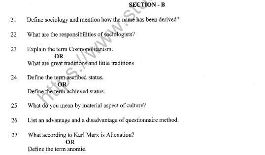 CBSE Class 11 Sociology Sample Paper Set G Solved 3