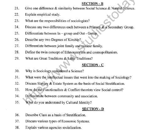 CBSE Class 11 Sociology Sample Paper Set H Solved 3