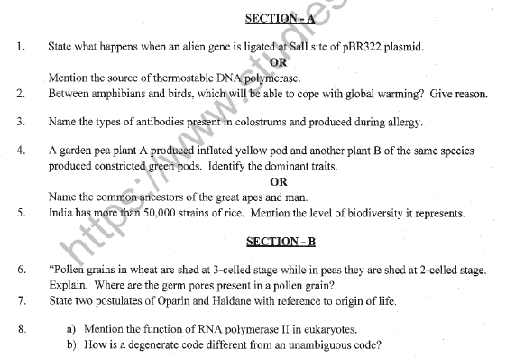CBSE Class 12 Biology Sample Paper 2022 Set C Solved 1