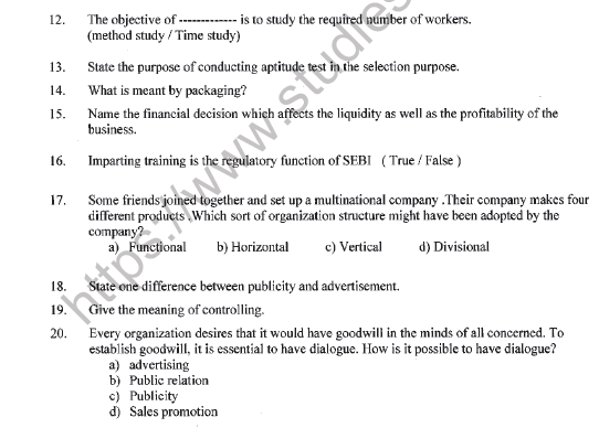 CBSE Class 12 Business Studies Sample Paper 2023 Set A Solved 3