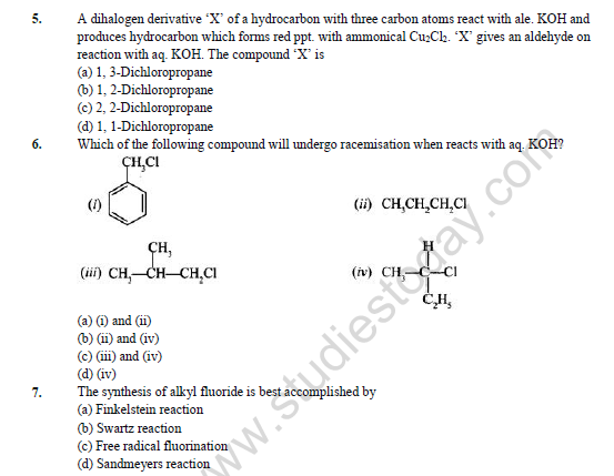 CBSE Class 12 Chemistry Haloalkanes And Haloarenes Question Bank Set B 2