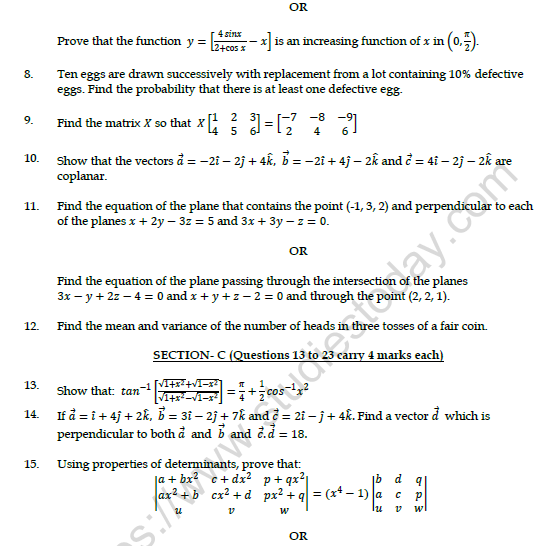 CBSE Class 12 Mathematics Sample Paper 2022 Set C 2