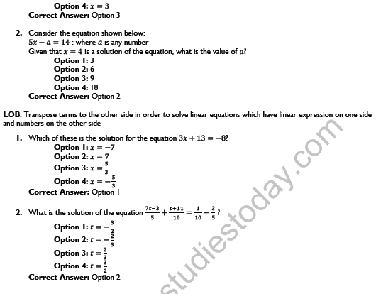 CBSE Class 8 Linear Equations in One Variance Worksheet Set B 3