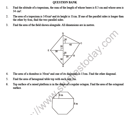 CBSE Class 8 Maths Mensuration Question Bank 1