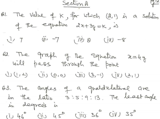 CBSE Class 9 Mathematics Sample Paper 3