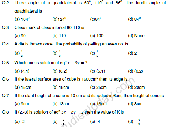 CBSE Class 9 Mathematics Sample Paper Set 1