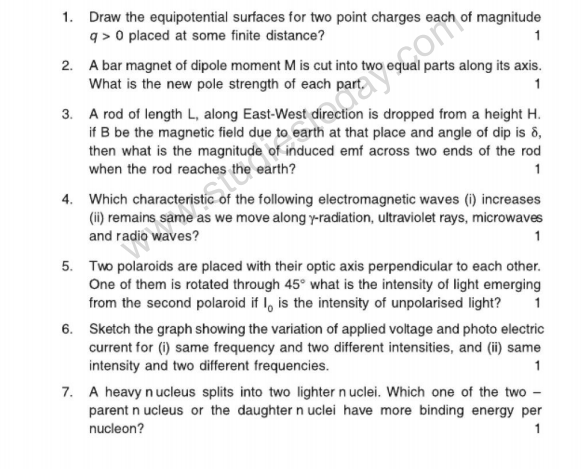 CBSE Class 12 Physics Sample Paper 2013 (3)