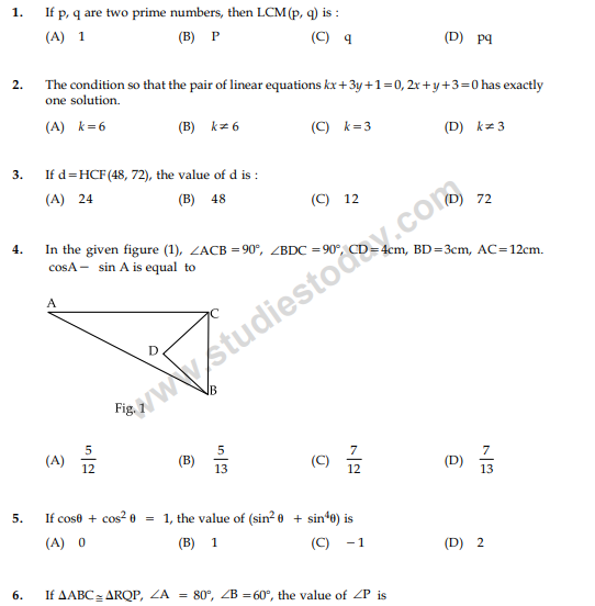 CBSE Class 10 Mathematics Sample Paper 2013 (6)..