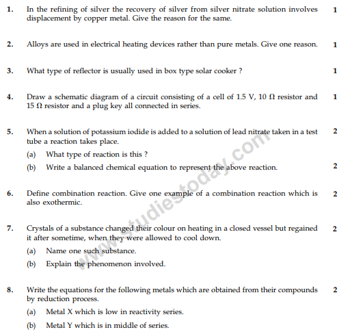CBSE Class 10 Science Sample Paper 2014 (28)