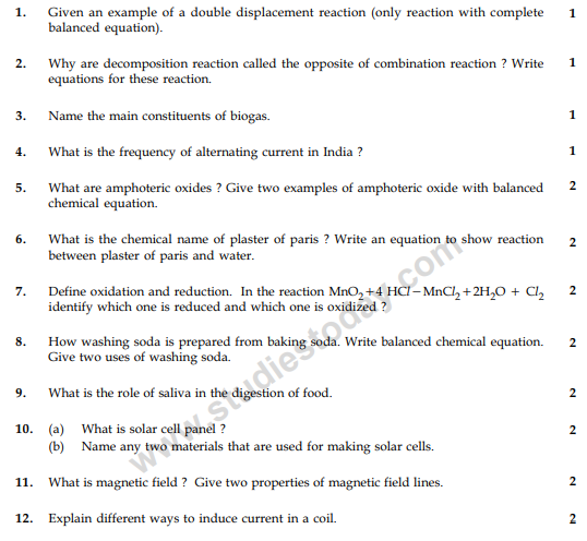 CBSE Class 10 Science Sample Paper 2014 (30)