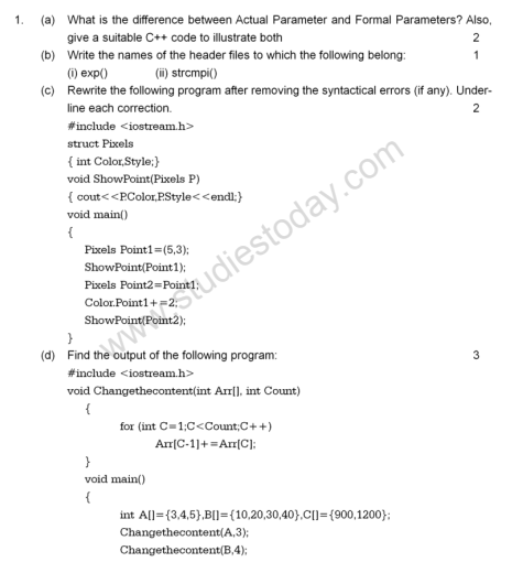 CBSE Class 12 Computer Science Sample Paper 2012 (3)