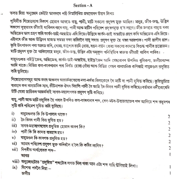 CBSE Class 12 Assamese Boards 2020 Sample Paper Solved
