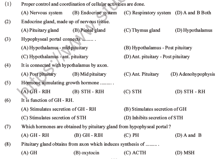NEET Biology Chemical Coordination and Control MCQs Set A
