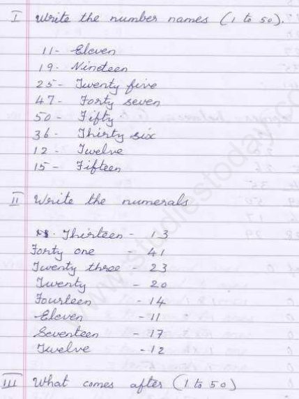 CBSE Class 1 Maths Revision Assignment Set A