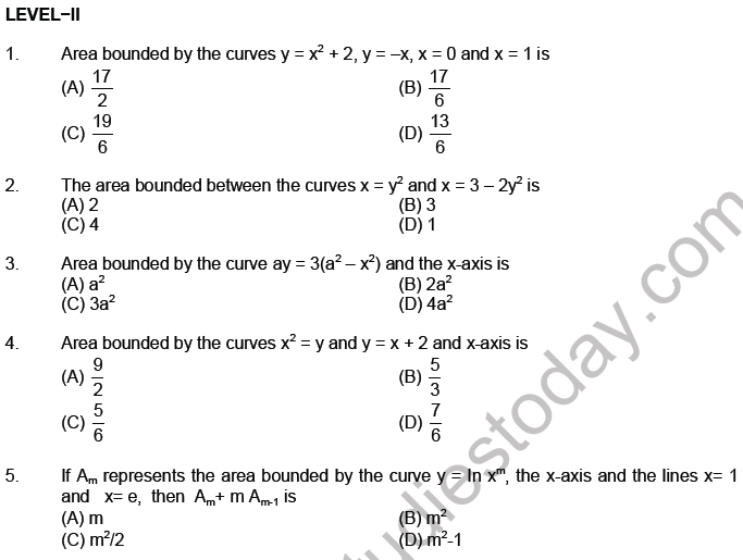 JEE Mathematics Area under Curve MCQs Set A-4