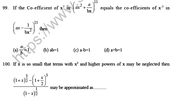 JEE Mathematics Binomial Theorem MCQs Set A-26