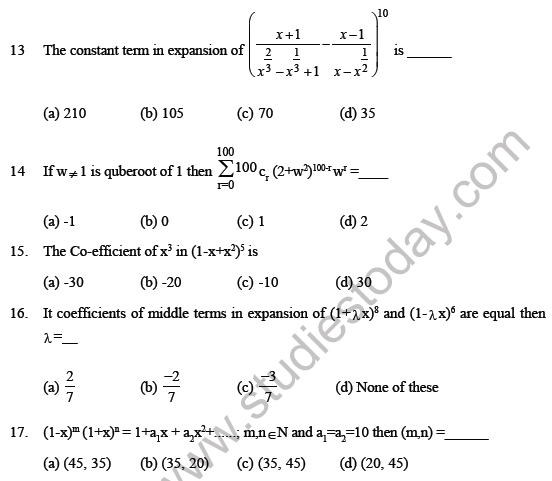JEE Mathematics Binomial Theorem MCQs Set A-3
