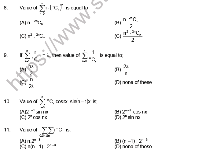 JEE Mathematics Binomial Theorem MCQs Set C-15