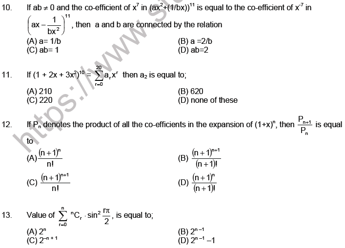 JEE Mathematics Binomial Theorem MCQs Set C-9