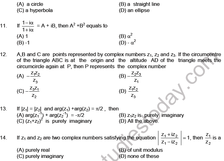JEE Mathematics Complex Numbers MCQs Set C-5