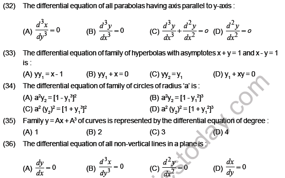 JEE Mathematics Differential Equations MCQs Set B-7
