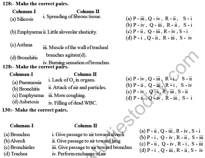 NEET Biology Breathing and Exchange of Gases MCQs Set A-1