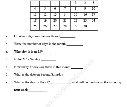 CBSE Class 3 Maths Sample Paper Set I
