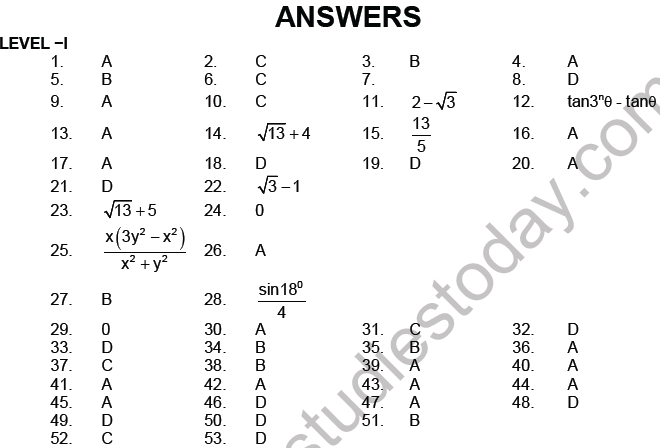 JEE Mathematics Trigonometric functions MCQs Set A-Ans